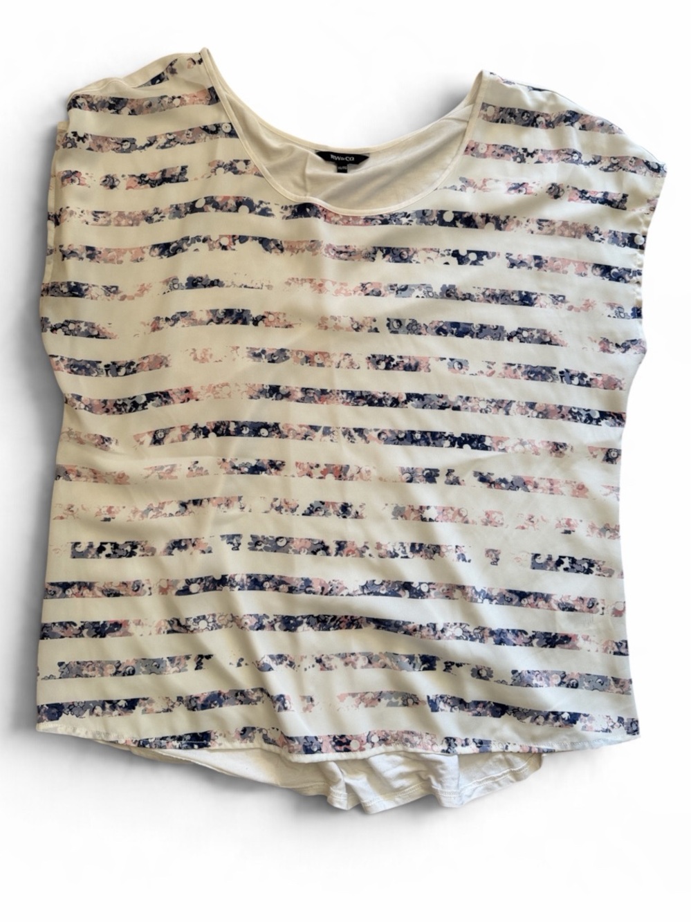 RW&CO. Striped Short Sleeve Top in White & Blue Size XL